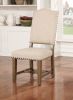 Rustic Classic 2pcs Dining Chairs Beige Fabric Upholstered Cushion Side Chairs Nailhead Trim Kitchen Dining Room Solid wood Light Oak