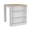 Kitchen Counter Dining Table Toledo, Kitchen, White / Light Oak