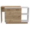 Sicilia Kitchen Island, Two External Shelves, Double Door Cabinets, Three Shelves -White / Light Oak
