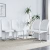Set of 4 dining chairs, white dining chair set, PU material high backrest seats and sturdy leg chairs, suitable for restaurants, kitchens, living room