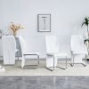 Set of 4 dining chairs, white dining chair set, PU material high backrest seats and sturdy leg chairs, suitable for restaurants, kitchens, living room