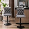 A&A Furniture,Swivel Velvet Barstools Adjusatble Seat Height from 25-33 Inch,17.7 inch base, Modern Upholstered Bar Stools with Backs Comfortable Tuft