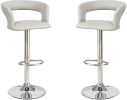 Bar Stool Counter Height Chairs Set of 2 Adjustable Height Kitchen Island Stools Grey PVC / Faux Leather
