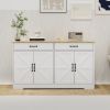 55.91" Large Farmhouse Buffet Cabinet Storage Sideboard with 2 Drawers and 4 Doors for Dining Living Room Kitchen Cupboard-White
