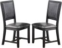 Classic Kitchen Dining Room Set of 2 Side Chairs PU foam upholstered Seat Back Side Chairs Grey Finish Modern Breakfast Chairs