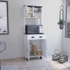 Salem Kitchen Pantry with 2 Cabinets, 2 Open Shelves, and Drawer