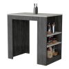 TUHOME Portree Kitchen Island with 3-Side Shelves