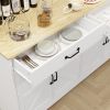 55.91" Large Farmhouse Buffet Cabinet Storage Sideboard with 2 Drawers and 4 Doors for Dining Living Room Kitchen Cupboard-White