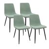 Dining Chairs Set of 4,Modern Kitchen Dining Room Chairs,Upholstered Dining Accent Chairs in linen Cushion Seat and Sturdy Black Metal Legs(Light Gree