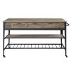 ACME Macaria Kitchen Island, Rustic Oak & Black Finish AC00402
