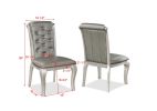 Formal Luxurious Dining Chairs Set of 2 Champagne / Silver Solid Wood High-quality Faux Leather Cushion Button Tufted Side Chairs Kitchen Dining Room
