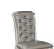 Formal Luxurious Dining Chairs Set of 2 Champagne / Silver Solid Wood High-quality Faux Leather Cushion Button Tufted Side Chairs Kitchen Dining Room