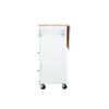 Kitchen Island & Kitchen Cart, Mobile Kitchen Island with Extensible Rubber Wood Table Top,adjustable Shelf Inside Cabinet,3 Big Drawers, with Spice R