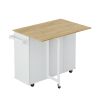 Multi-Functional Kitchen Island Cart with Stylish and Minimalist Bar Stools, Combination Set, Convenient and Practical (White Kitchen Island + Wood Co