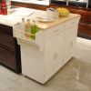 Kitchen Island & Kitchen Cart, Mobile Kitchen Island, Rubber Wood Top, Big & Adjustable Shelf Inside Cabinet for Different Utensils, Luxury Design Fit