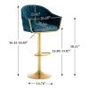 Bar Stools Set of 2,Counter Height Bar Stools,Velvet Swivel Bar Stool for Kitchen Island,Bar Pub Navy Blue