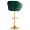 Bar Stools Set of 2,Counter Height Bar Stools,Velvet Swivel Bar Stool for Kitchen Island,Bar Pub GREEN