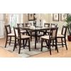 Contemporary Set of 2 Counter Height Chairs Dark Cherry And Ivory Solid wood Chair Padded Leatherette Upholstered Seat Kitchen Dining Room Furniture