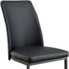 Contemporary Dark Gray Set of 2pc Side Chairs Kitchen Dining Room Metal U-Shaped Base Leatherette Padded Cushions Parsons Style Chair