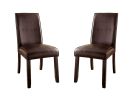 Luxurious Feel Transitional 2pcs Side Chairs Dark Walnut Leatherette Cushion Seat Kitchen Dining Room Furniture Parson Chairs