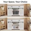 Adjustable Modern Barn Door Bar White Sideboard Storage Liquor Cabinet For Kitchen Dining Living Room