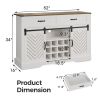 Adjustable Modern Barn Door Bar White Sideboard Storage Liquor Cabinet For Kitchen Dining Living Room