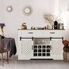 Adjustable Modern Barn Door Bar White Sideboard Storage Liquor Cabinet For Kitchen Dining Living Room