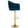 Bar Stools Set of 2,Counter Height Bar Stools,Velvet Swivel Bar Stool for Kitchen Island,Bar Pub Navy Blue
