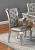 Formal Luxurious Dining Chairs Set of 2 Champagne / Silver Solid Wood High-quality Faux Leather Cushion Button Tufted Side Chairs Kitchen Dining Room