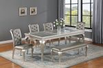 Formal Luxurious Dining Chairs Set of 2 Champagne / Silver Solid Wood High-quality Faux Leather Cushion Button Tufted Side Chairs Kitchen Dining Room