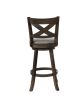 2Pc Beautiful Elegant Upholstered Swivel Chair Bar Stool Faux Leather Upholstery Padded Back Kitchen Dining Rustic Gray
