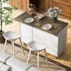 Retro Mountain Wood 47"D Kitchen Island with Drop Leaf, Farmhouse Kitchen Island on Wheels with Internal Storage Rack, Rolling Kitchen Cart with Towel