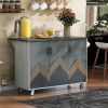 Retro Mountain Wood 47"D Kitchen Island with Drop Leaf, Farmhouse Kitchen Island on Wheels with Internal Storage Rack, Rolling Kitchen Cart with Towel
