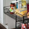 3-Tier Rolling Kitchen Storage Cart with Wood Shelf and Pull-Out Baskets, Black/Walnut