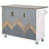 Retro Mountain Wood 47"D Kitchen Island with Drop Leaf, Farmhouse Kitchen Island on Wheels with Internal Storage Rack, Rolling Kitchen Cart with Towel