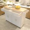 Kitchen Island & Kitchen Cart, Mobile Kitchen Island, Rubber Wood Top, Big & Adjustable Shelf Inside Cabinet for Different Utensils, Luxury Design Fit