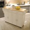 Kitchen Island & Kitchen Cart, Mobile Kitchen Island, Rubber Wood Top, Big & Adjustable Shelf Inside Cabinet for Different Utensils, Luxury Design Fit