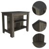Cala Kitchen Island; Four Legs; Three Shelves -Dark Brown / Onyx