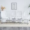 Set of 4 dining chairs, white dining chair set, PU material high backrest seats and sturdy leg chairs, suitable for restaurants, kitchens, living room