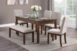 Chenille Upholstered Chairs Set of 2 Dark Cherry Finish Wood Frame Tufted Back Dining Chairs for Kitchen Funiture