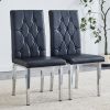 4-piece dining chair set, modern style kitchen soft cushion high backrest, with embedded buttons, metal leg office chair, suitable for restaurants, of