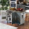 Retro Mountain Wood 47"D Kitchen Island with Drop Leaf, Farmhouse Kitchen Island on Wheels with Internal Storage Rack, Rolling Kitchen Cart with Towel