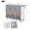 Retro Mountain Wood 47"D Kitchen Island with Drop Leaf, Farmhouse Kitchen Island on Wheels with Internal Storage Rack, Rolling Kitchen Cart with Towel