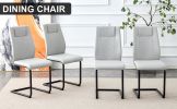 Equipped with faux leather cushioned seats - living room chairs with black metal legs, suitable for kitchen, living room, bedroom, and dining room cha