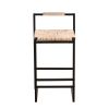 Set of 2 Water Hyacinth Woven Bar Stools with Back Support Counter Height Dining Chairs for Kitchen, Home, Office (Water Hyacinth with Back)