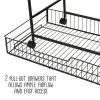 3-Tier Rolling Kitchen Storage Cart with Wood Shelf and Pull-Out Baskets, Black/Walnut
