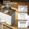 Retro Mountain Wood 47"D Kitchen Island with Drop Leaf, Farmhouse Kitchen Island on Wheels with Internal Storage Rack, Rolling Kitchen Cart with Towel