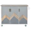 Retro Mountain Wood 47"D Kitchen Island with Drop Leaf, Farmhouse Kitchen Island on Wheels with Internal Storage Rack, Rolling Kitchen Cart with Towel