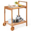2-Tier Rolling Kitchen Island Serving Cart with Legs and Handle