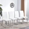 Modern Dining Chairs Set of 4 High Back Kitchen Chair with Stainless Legs 4 Piece PU Leather Chairs with Padded Seat for Dining Room Living Room Resta